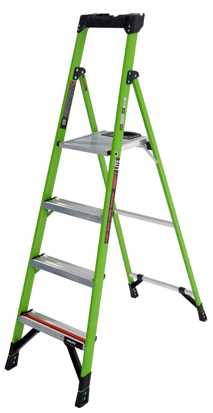 Little Giant Mighty Lite Fibreglass Platform Stepladder With Ground Cue