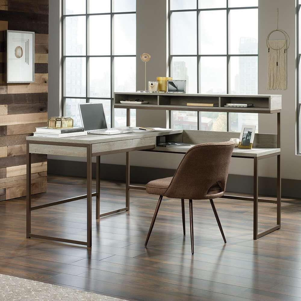 L-Shaped Executive Desk in Mystic Oak Finish