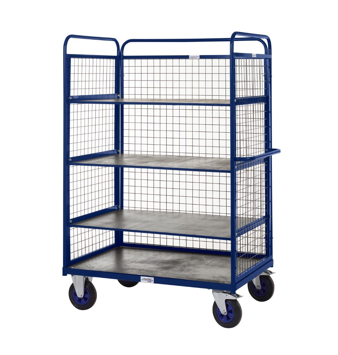 Apollo UK Steel & Timber Distribution Trolley With Sides, Back & 3 Shelves