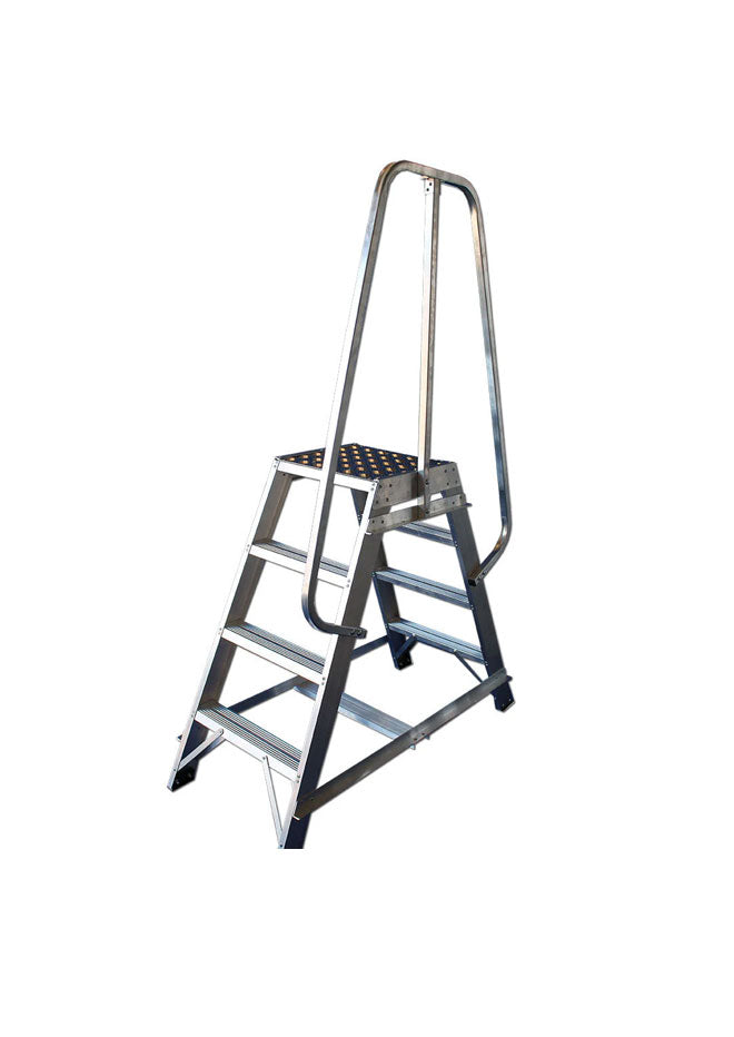 Fixed Double Sided Machine Steps with Handrail