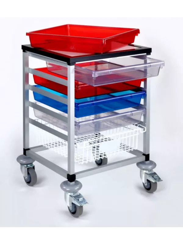 Small Parts 5 Tray Mobile Trolley