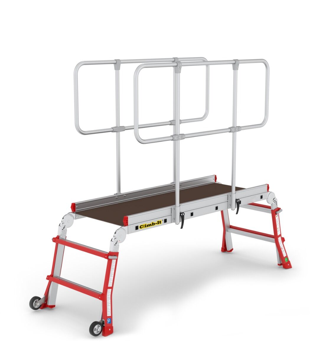 Climb It Telescopic Adjustable Work Platform WIth Guardrails