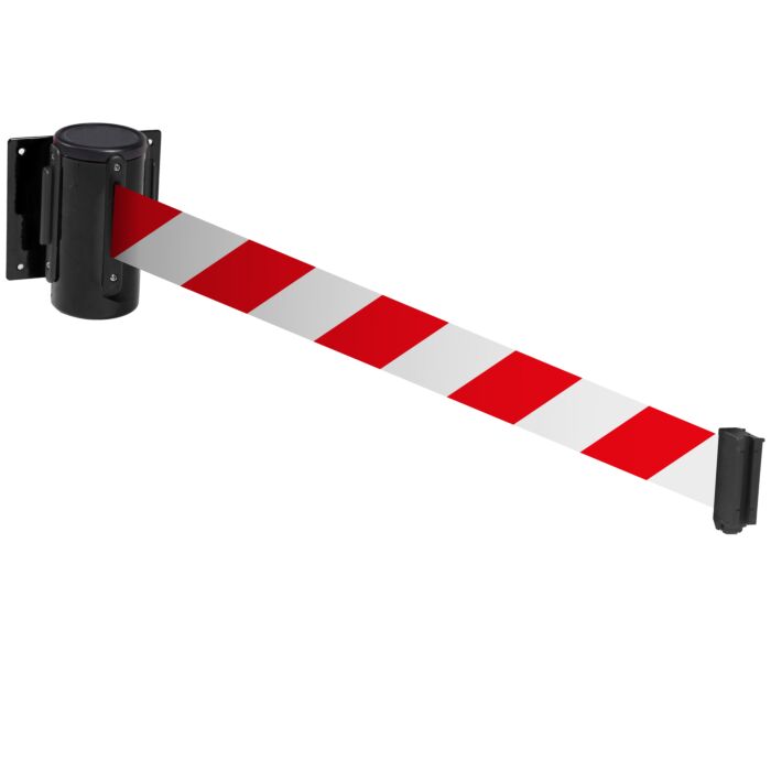 Wall Mounted Barriers With Red & White Chevron Belt