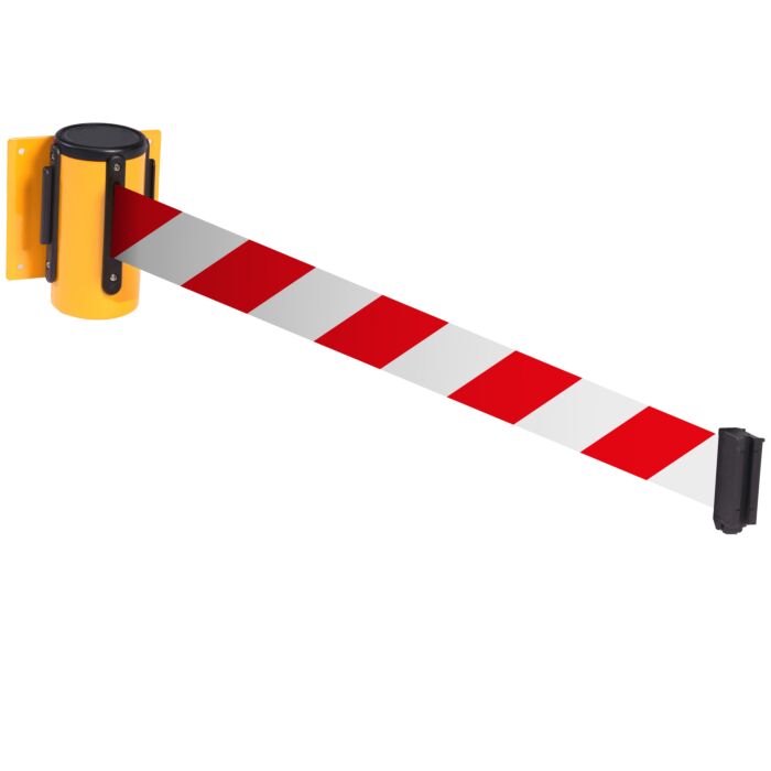 Wall Mounted Barriers With Red & White Chevron Belt