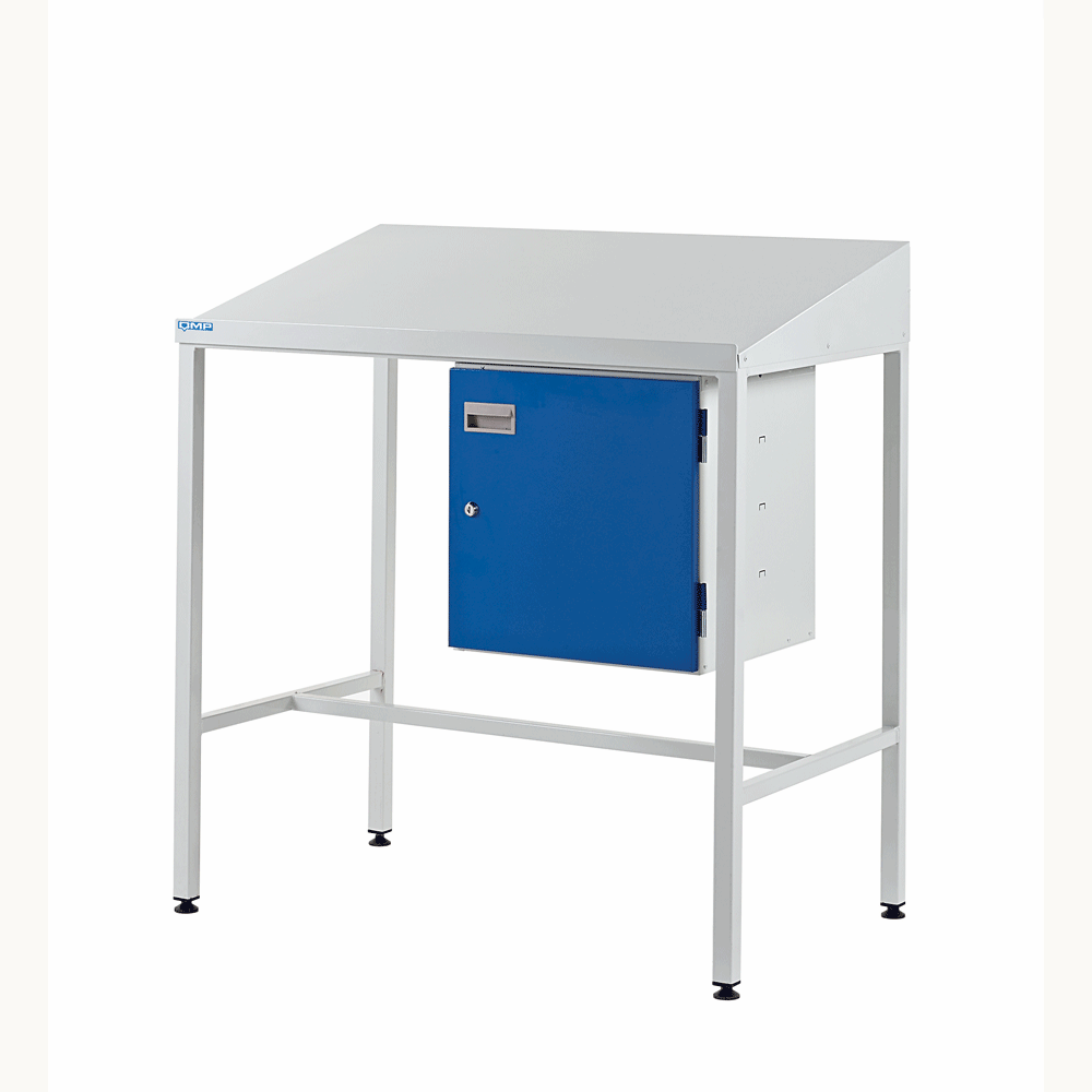 Sloping Top Workstation With Cupboard