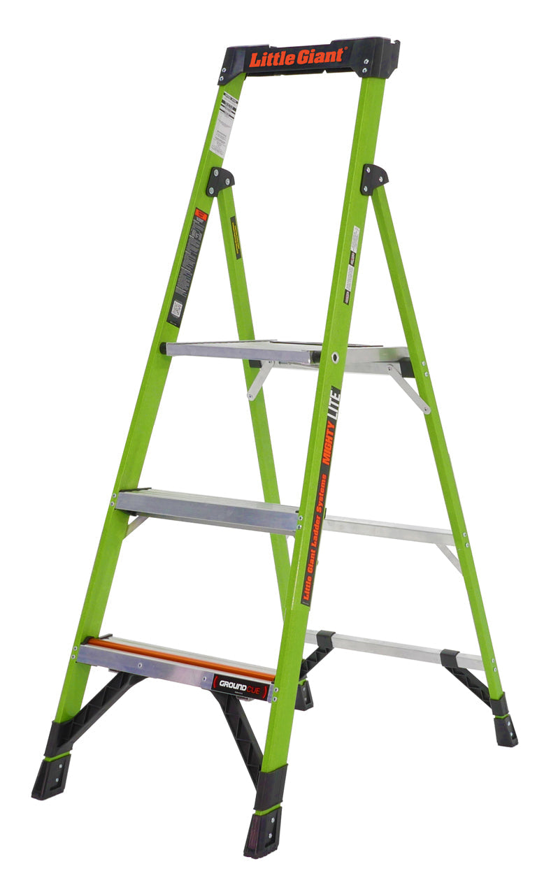 Little Giant Mighty Lite Fibreglass Platform Stepladder With Ground Cue