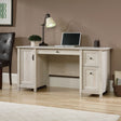 Chalked Wood Computer Desk With Chestnut Finish
