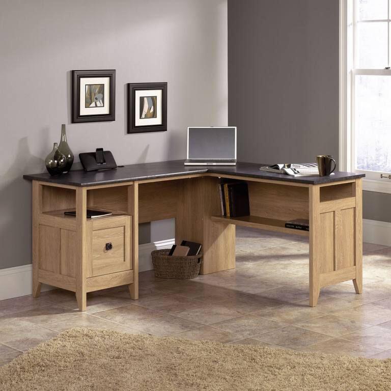 L-Shaped Executive Desk with Dover Oak Finish
