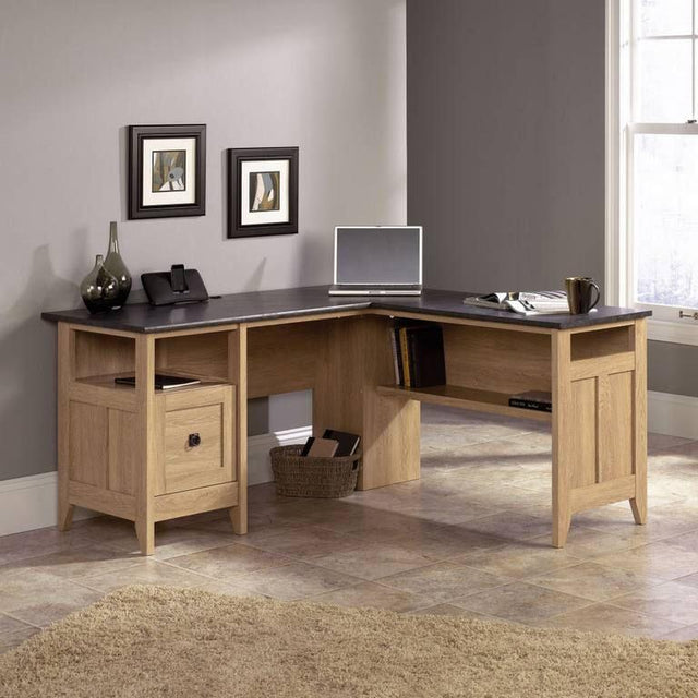 L-Shaped Executive Desk with Dover Oak Finish