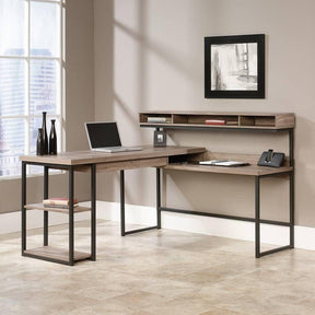 L-Shaped Executive Desk With Salt Oak Finish