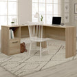 Essentials Computer L Shaped Desk in Summer Oak Finish & Large Drawers