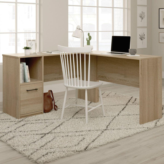 Essentials Computer L Shaped Desk in Summer Oak Finish & Large Drawers