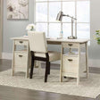 Executive Trestle Desk in Chalked Chestnut Finish With Storage