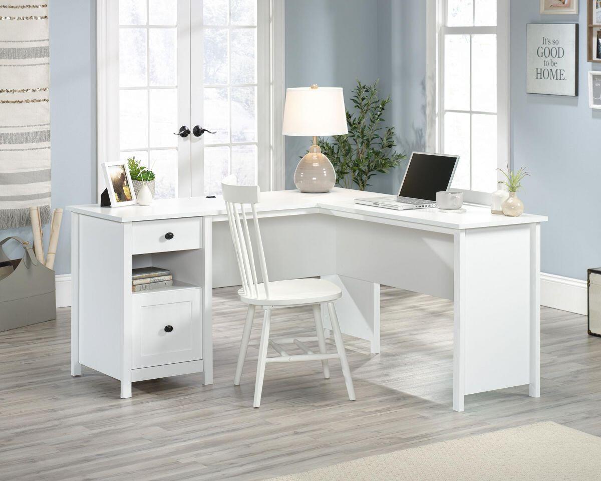 Home Study L-Shaped Desk With Large Desktop And Return