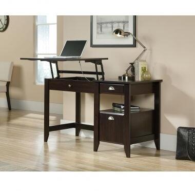 Sit Stand Desk in Jamocha Wood Finish