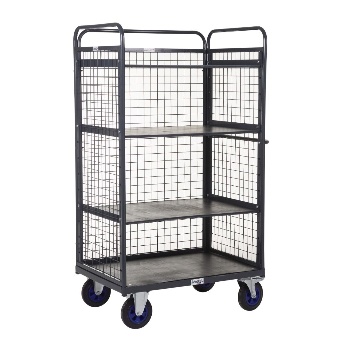 Apollo UK Industrial Distribution Trolley With Sides, Back & 2 Shelves