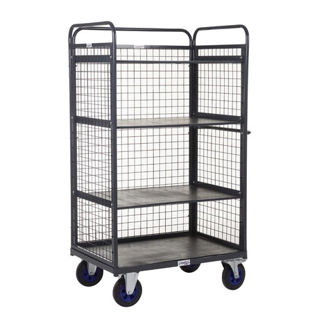 Apollo UK Industrial Distribution Trolley With Sides, Back & 2 Shelves