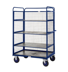Apollo UK Steel & Timber Distribution Trolley With Sides & 3 Shelves