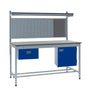 Square Tube Laminate Top Workbench With Drawer, Upper Shelf & Storage Cupboard