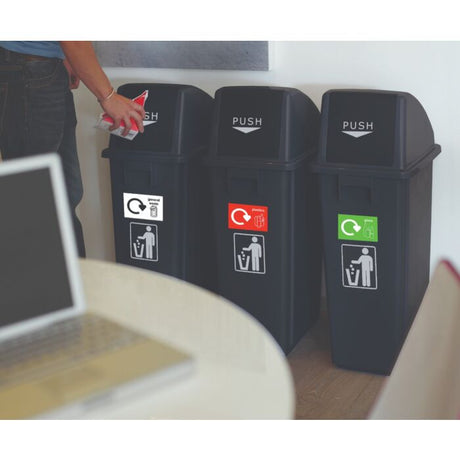 Flip Lid Recycling Bins - Set of 3