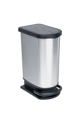 Silver Premium Pedal Bin With Butterfly Lid