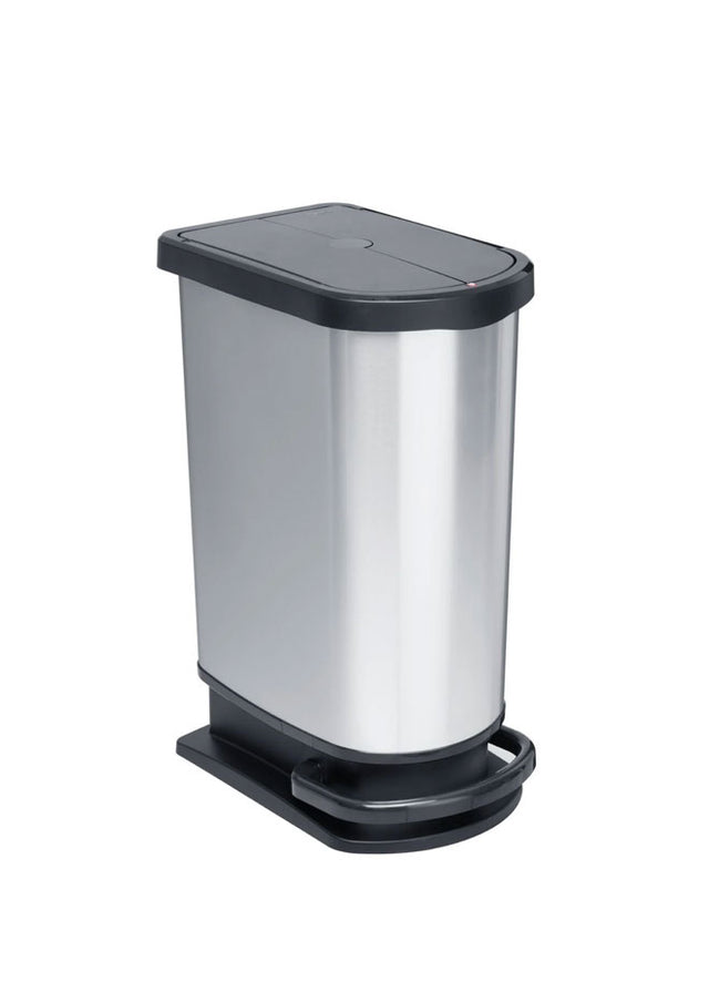 Silver Premium Pedal Bin With Butterfly Lid