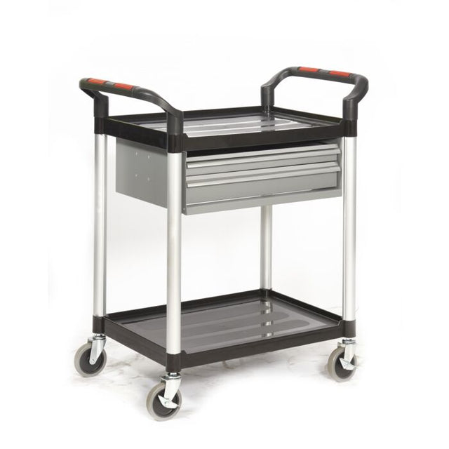 ProPlaz Double Shelf Trolley With 2 Steel Drawers