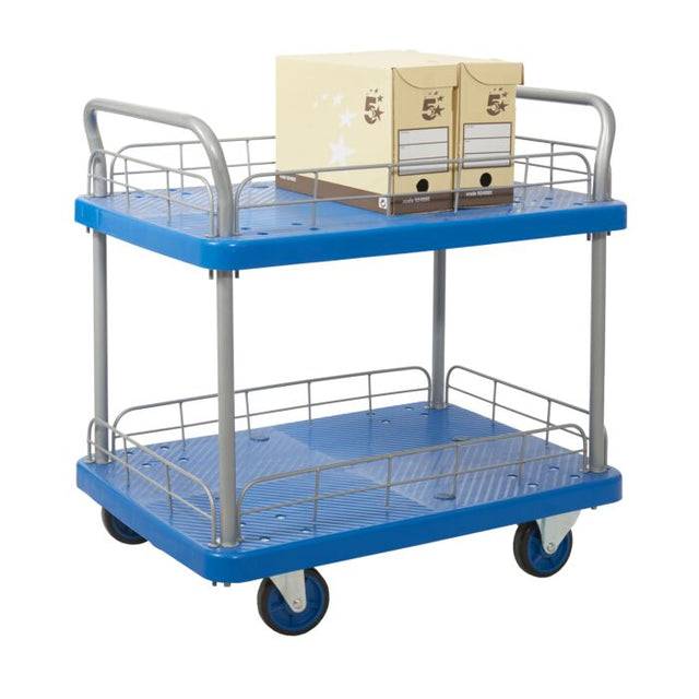 ProPlaz Large Two Tier Platform Trolley With Wire Surround - 300 KG Capacity