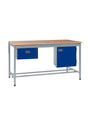 Square Tube Beech Top Workbench With SIngle Drawer & Storage Cupboard