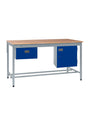 Square Tube Laminate LED Workbench With Storage Cupboard, Triple Drawer & Upper Shelf