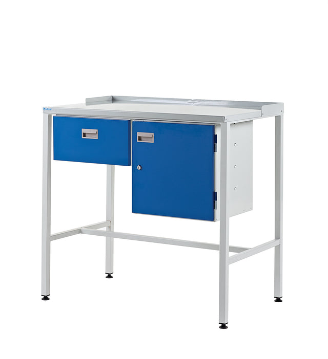 Flat Top Workstation With Single Drawer & Cupboard