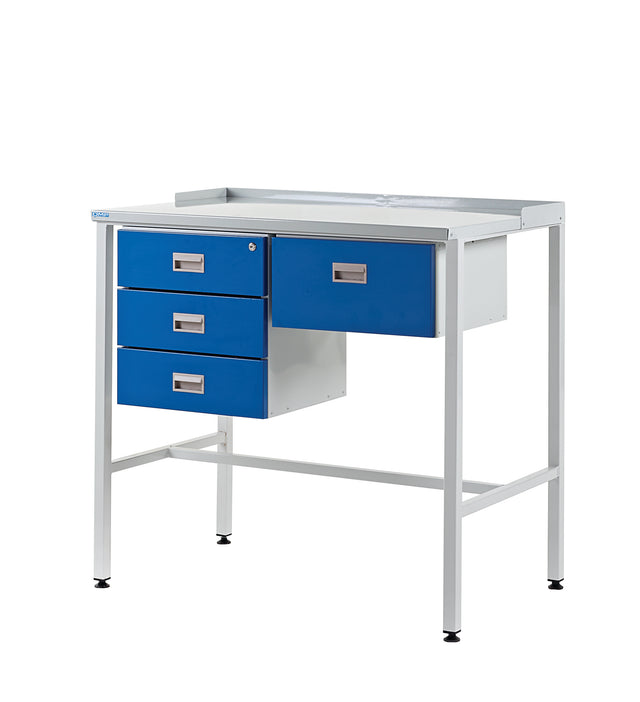 Flat Top Workstation With Triple Drawer & Single Drawer