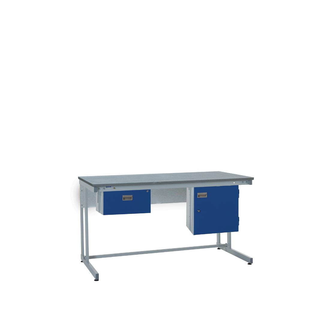 Cantilever Lamstat Top Workbench With Single Drawer & Storage Cupboard
