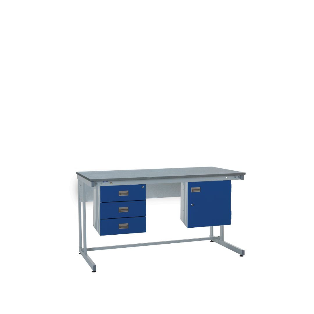 Cantilever Lamstat Top Workbench With Triple Drawer & Storage Cupboard