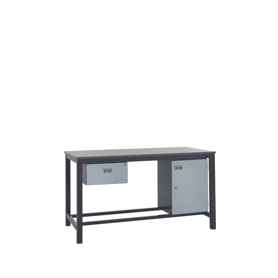 Heavy Duty Laminate Top Workbench With Single Drawer & Storage Cupboard