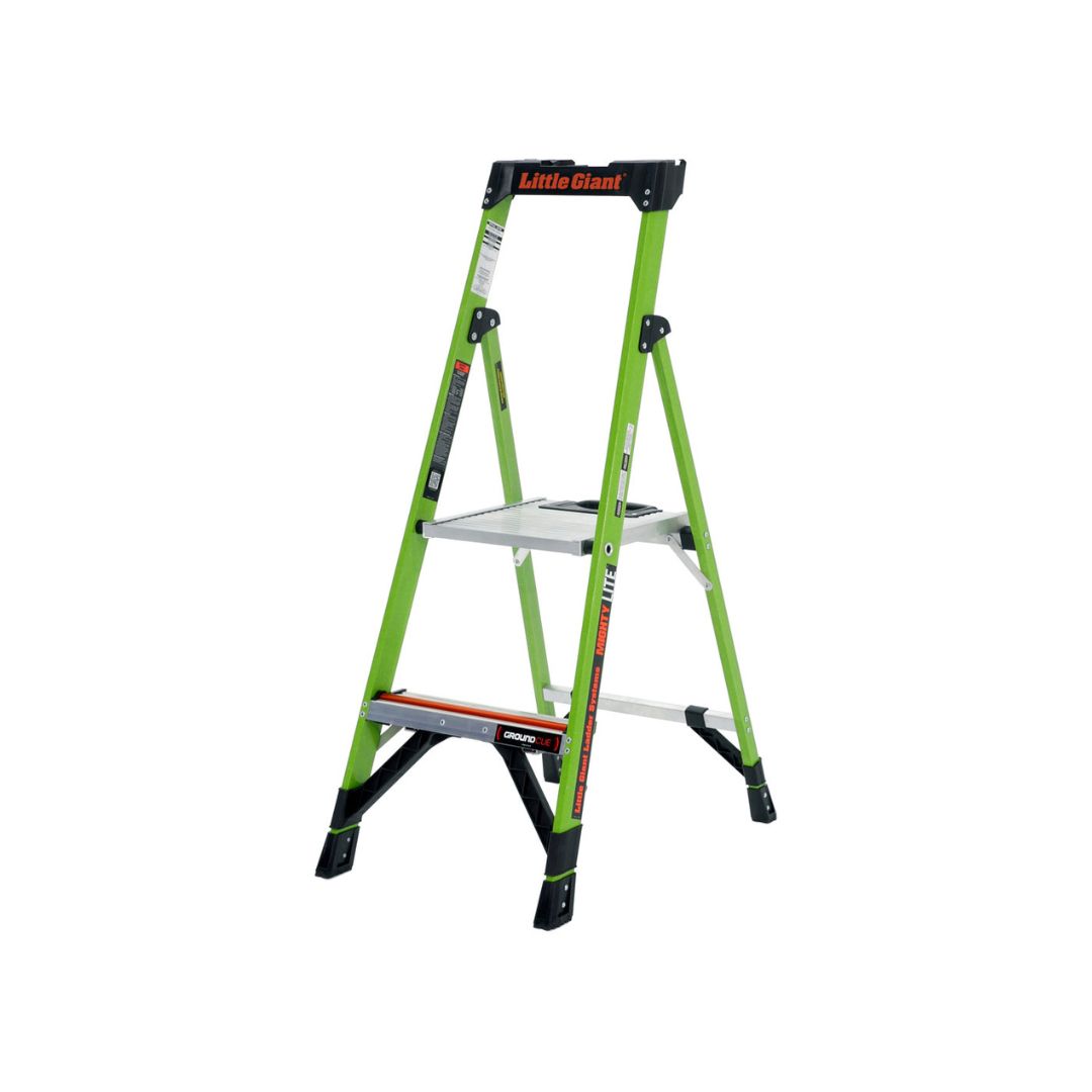 Little Giant Mighty Lite Fibreglass Platform Stepladder With Ground Cue
