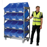 Inclined Mobile Shelving With Container Options