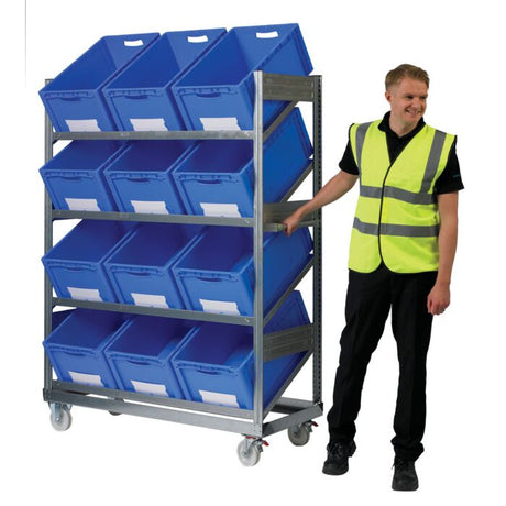 Inclined Mobile Shelving With Container Options