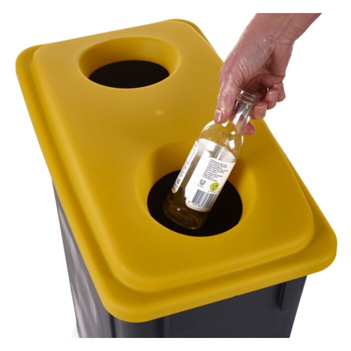 Set Of 3 Plastic Recycling Bins With 3 Lid Types