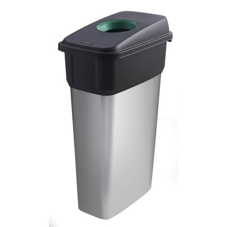 Slim Recycling Bin With Green Hole Lid