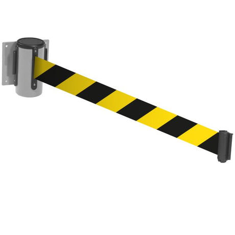 Wall Mounted Barriers With Black & Yellow Chevron Belt