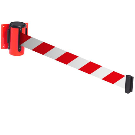 Wall Mounted Barriers With Red & White Chevron Belt