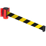 Wall Mounted Barriers With Black & Yellow Chevron Belt