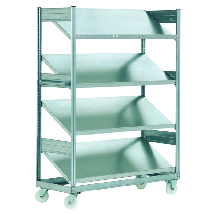 Inclined Mobile Shelving With Container Options