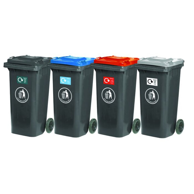 Set Of 4 Recycling Centre Wheelie Bins