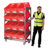 Inclined Mobile Shelving With Container Options