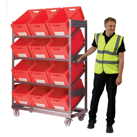 Inclined Mobile Shelving With Container Options